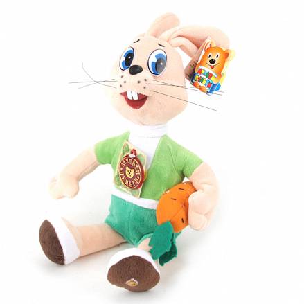 Мягкая игрушка – Заяц с морковкой из мультфильма Ну, погоди!, озвученная, 25 см. 